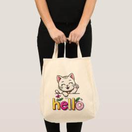 Bolsa de mano de gato que saluda, colorida y retro