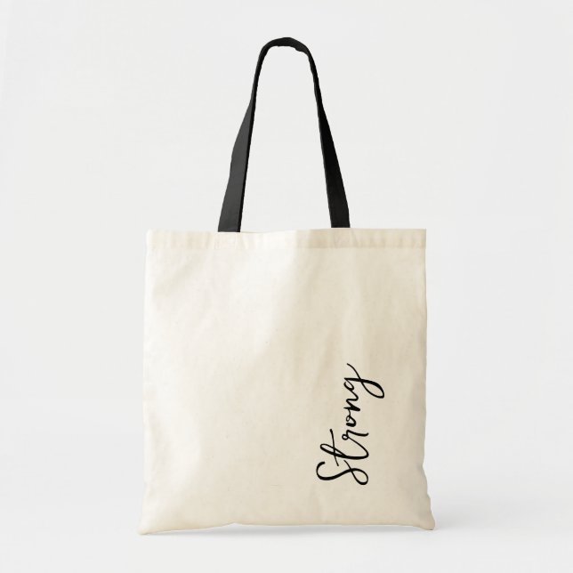 Bolsa de mano de gimnasio Strength Script Negro a  (Frente)