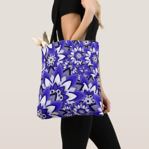 Bolsa de mano de girasoles azules con estilo artís
