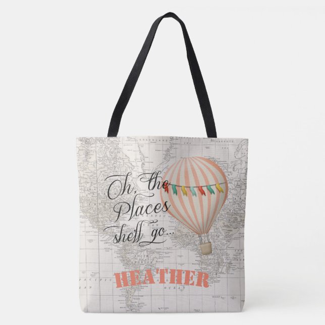 Bolsa de mano de globo aerostático Oh los lugares  (Anverso)