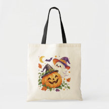 Bolsa de mano de Halloween de fantasma y calabaza