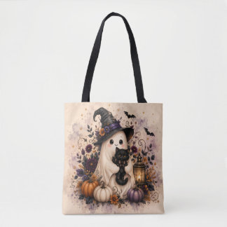 Bolsa de mano de Halloween Fantasma Gato Negro