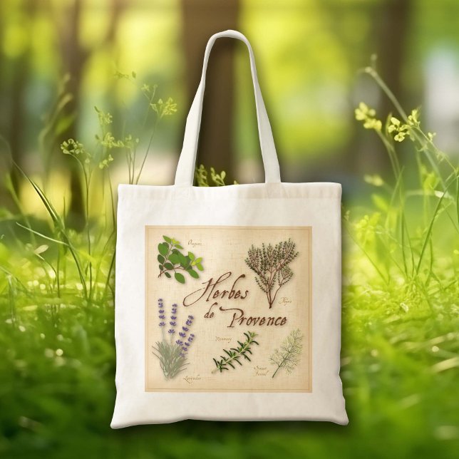 Bolsa de mano de Hierbas de Provenza (Herbes de Provence Tote Bag. Ready to go to the Farmer's Market!)
