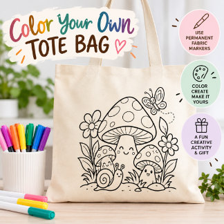 Bolsa de mano de hongos del bosque para colorear