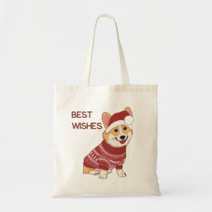 Bolsa de mano de las fiestas con Corgi de Navidad