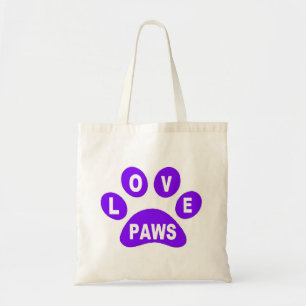 Bolsa de mano de las patas de amor en Paws Purple