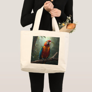 Bolsa de mano de lona con loro guacamayo de colore