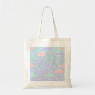 Bolsa de mano de lona con nubes pastel estéticas