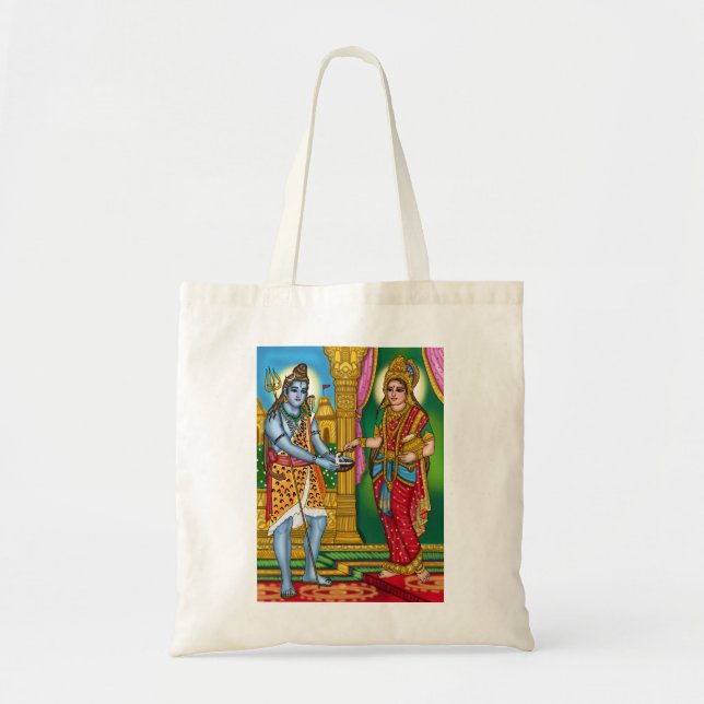 Bolsa de mano de lona de la diosa Annapurna (Frente)