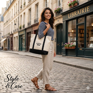 Bolsa de mano de lona elegante París Francia marca