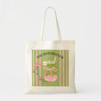 Bolsa de mano de lona estética "The Matcha Club" -