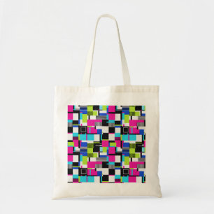 Bolsa de mano de lona geométrica con falla de neón