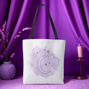 Bolsa de mano de luna con acuarela púrpura estétic