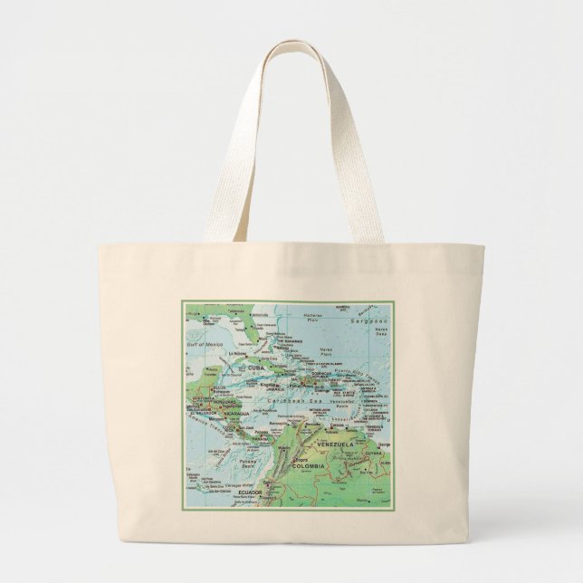 Bolsa de mano de mapa de islas y países tropicales (Frente)