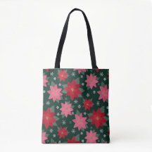 Bolsa de mano de Navidad con poinsettias brillante