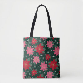 Bolsa de mano de Navidad con poinsettias brillante
