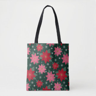 Bolsa de mano de Navidad con poinsettias brillante