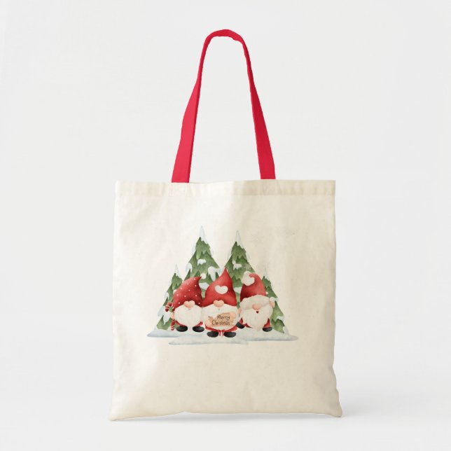 Bolsa de mano de Navidad de tres gnomos (Frente)