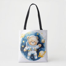 Bolsa de mano de oso astronauta espacial lindo