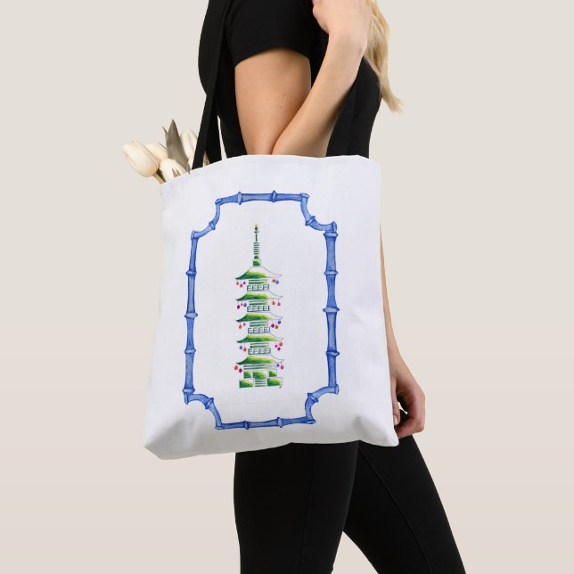 Bolsa de mano de pagoda de Navidad con chinoiserie (Detalle)
