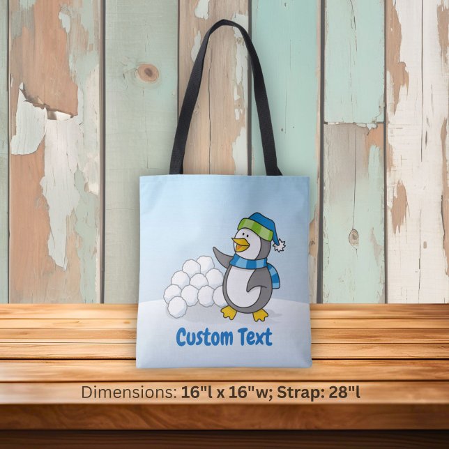Bolsa de mano de pequeño pingüino con bolas de nie (Subido por el creador)