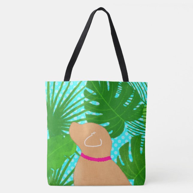 Bolsa de mano de perro amarillo de isla tropical v (Anverso)
