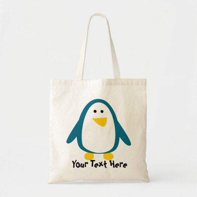 Bolsa de mano de pingüino azul turquesa y blanco l (Frente)