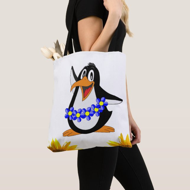 Bolsa de mano de pingüino floral de girasol (Detalle)