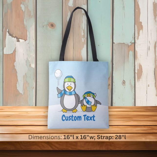 Bolsa de mano de pingüinos lanzando bolas de nieve (Subido por el creador)