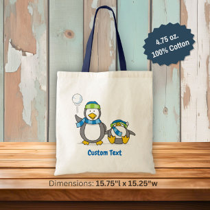 Bolsa de mano de pingüinos lanzando bolas de nieve