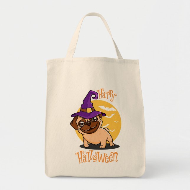 Bolsa de mano de Pug de Halloween (Frente)