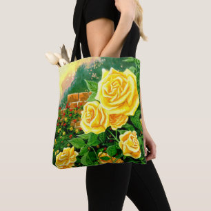 Bolsa de mano de rosas amarillas trepadoras pintad