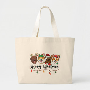 Bolsa de mano de tipografía Feliz Woofnavidad