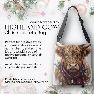 Bolsa de mano de Vaca de las Highlands de Navidad