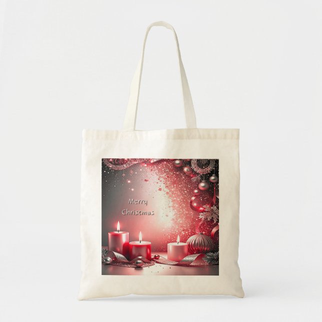 Bolsa de mano decorativa de Navidad con velas roja (Frente)