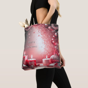 Bolsa de mano decorativa de Navidad con velas roja