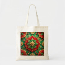 Bolsa de mano decorativa navideña roja y verde