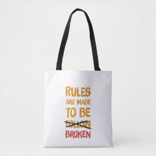 Bolsa de mano divertida con la cita 'Las reglas es