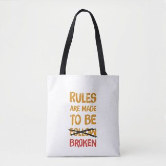Bolsa de mano divertida con la cita 'Las reglas es