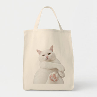 Bolsa de mano divertida de gato blanco – Amante de