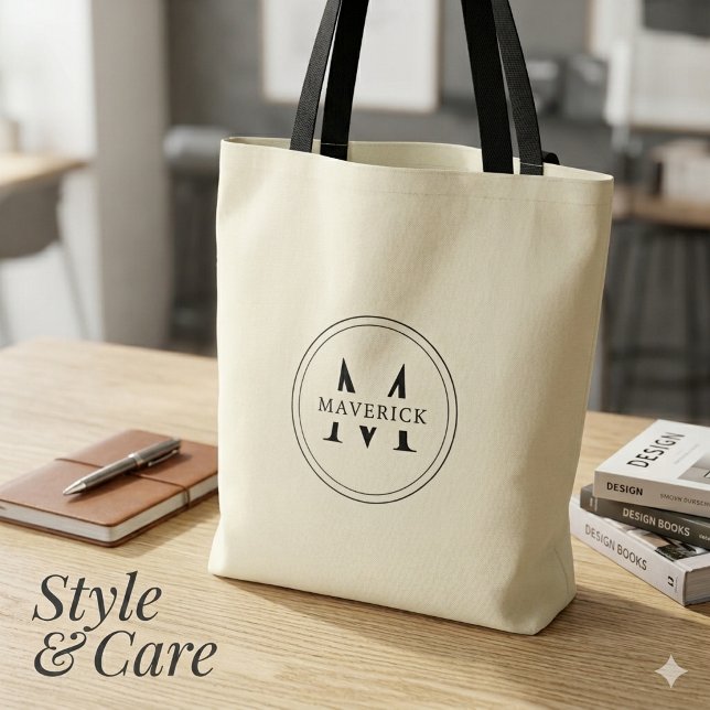 Bolsa de mano elegante con iniciales personalizada (Stylish Custom Initial Name Everyday Tote Bag)