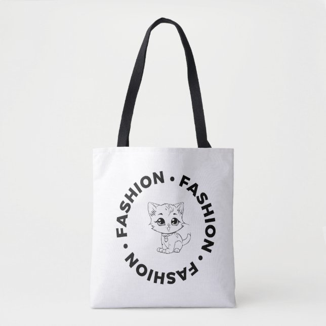 Bolsa de mano estética de gato de moda circular li (Anverso)