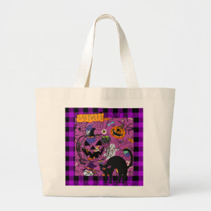 Bolsa de mano Feliz Halloween y gato negro