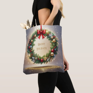 Bolsa de mano festiva de corona de Navidad