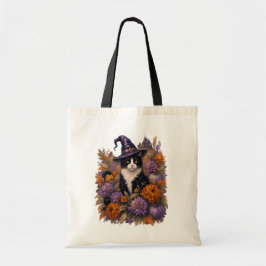 Bolsa de mano floral de Halloween de bruja gato ne