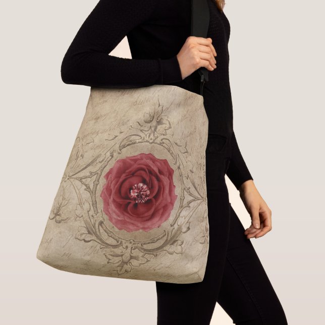 Bolsa de mano floral de rosa roja hermosa (Detalle)