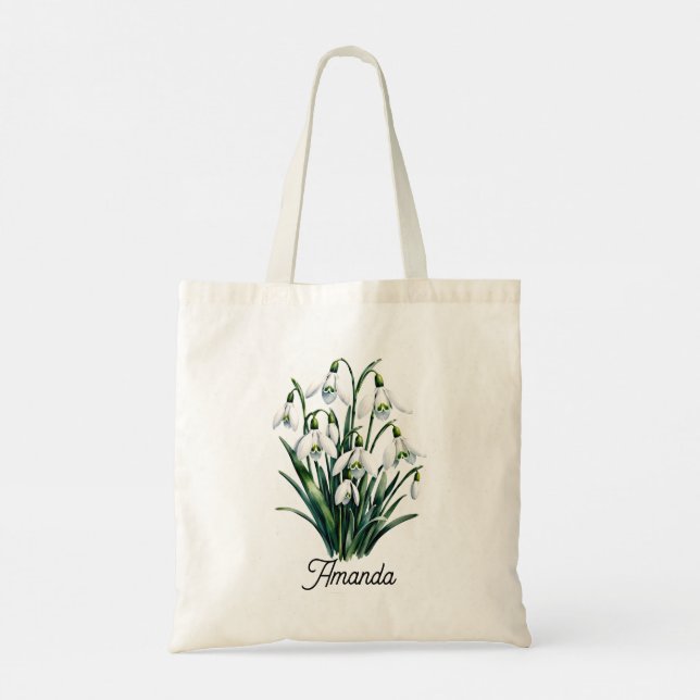 Bolsa de mano floral de Snowdrop personalizada – N (Reverso)
