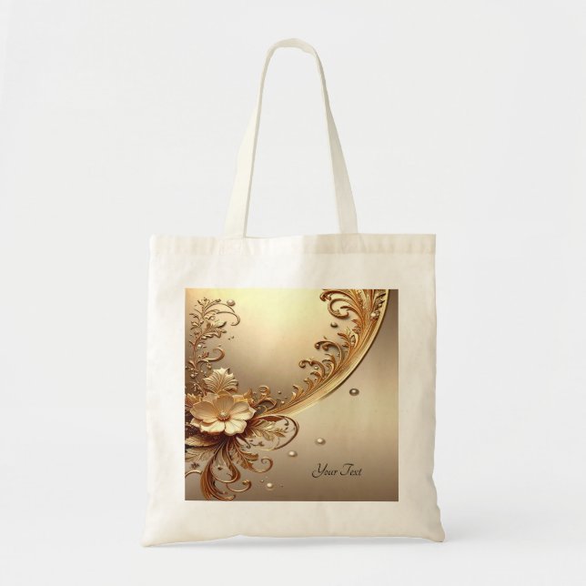 Bolsa de mano floral dorada ornamentada (Frente)