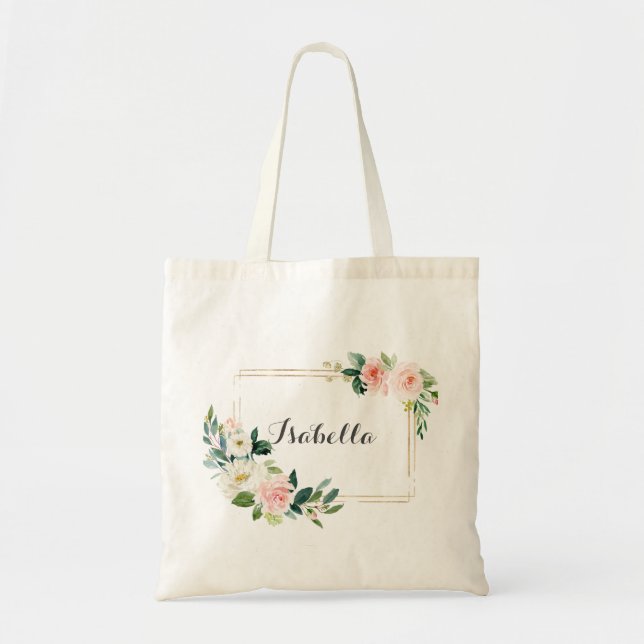 Bolsa de mano floral personalizada para dama de ho (Frente)