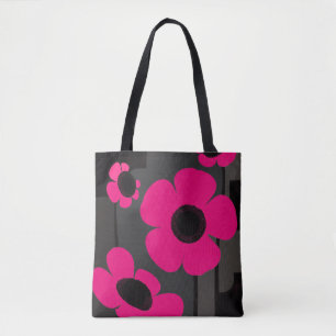 Bolsa de mano floral rosa atrevida   Flor moderna 
